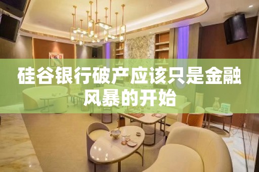 硅谷银行破产应该只是金融风暴的开始
