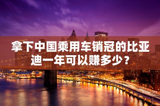 拿下中国乘用车销冠的比亚迪一年可以赚多少？