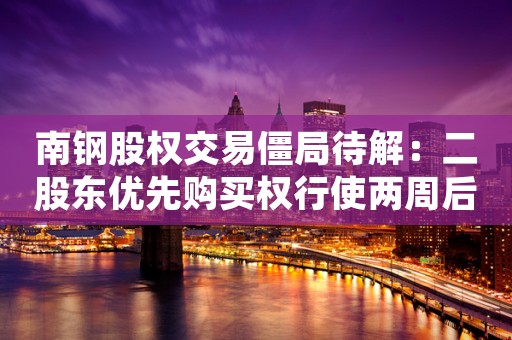 南钢股权交易僵局待解：二股东优先购买权行使两周后，沙钢仍拒绝退场