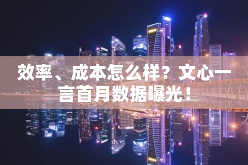 效率、成本怎么样？文心一言首月数据曝光！