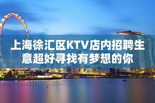 上海徐汇区KTV店内招聘生意超好寻找有梦想的你