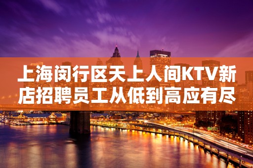 上海闵行区天上人间KTV新店招聘员工从低到高应有尽有