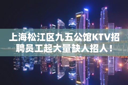 上海松江区九五公馆KTV招聘员工起大量缺人招人！