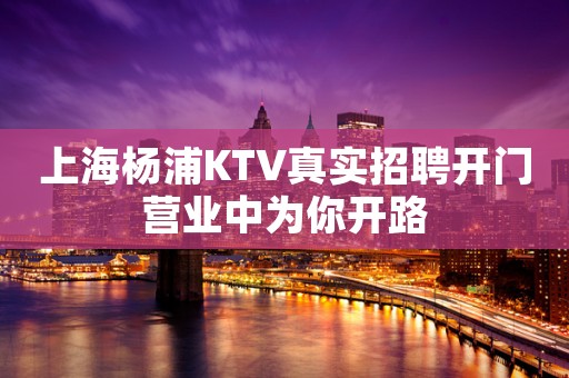 上海杨浦KTV真实招聘开门营业中为你开路