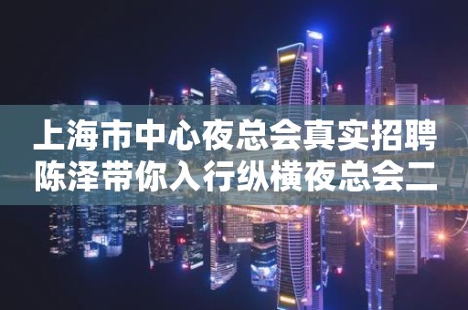 上海市中心夜总会真实招聘陈泽带你入行纵横夜总会二十载