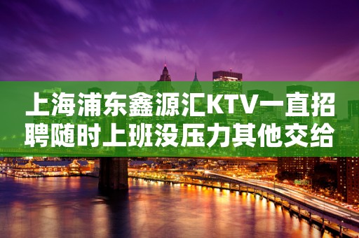 上海浦东鑫源汇KTV一直招聘随时上班没压力其他交给我