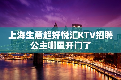 上海生意超好悦汇KTV招聘公主哪里开门了