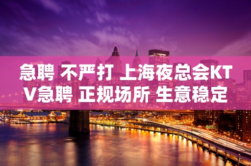 急聘 不严打 上海夜总会KTV急聘 正规场所 生意稳定