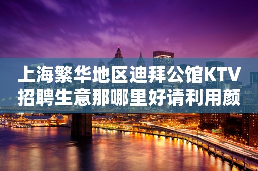 上海繁华地区迪拜公馆KTV招聘生意那哪里好请利用颜子