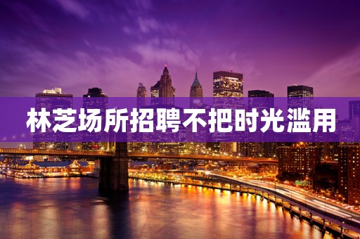 林芝场所招聘不把时光滥用