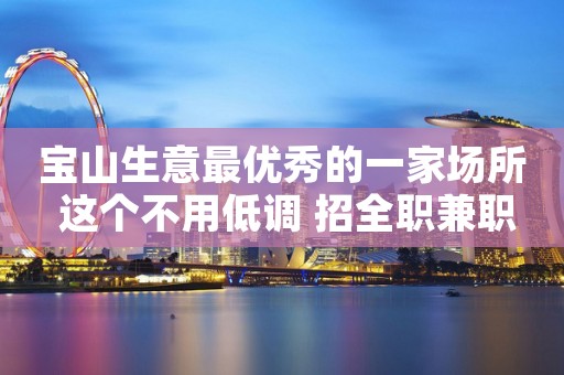 宝山生意最优秀的一家场所 这个不用低调 招全职兼职
