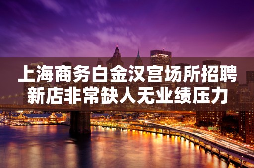 上海商务白金汉宫场所招聘新店非常缺人无业绩压力