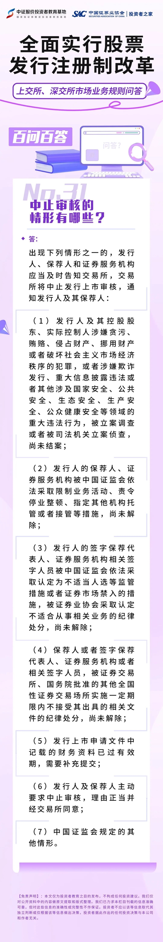 注册制百问百答｜中止审核的情形有哪些？