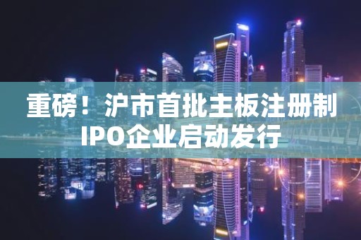 重磅！沪市首批主板注册制IPO企业启动发行
