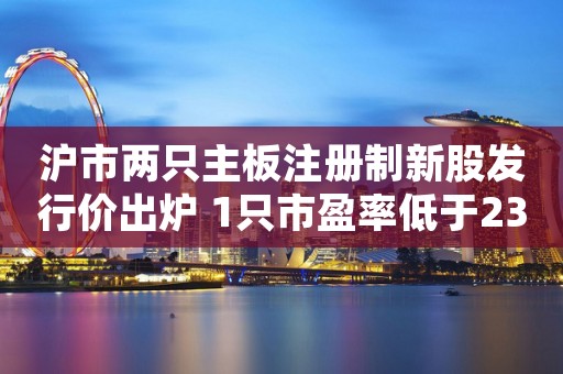 沪市两只主板注册制新股发行价出炉 1只市盈率低于23倍