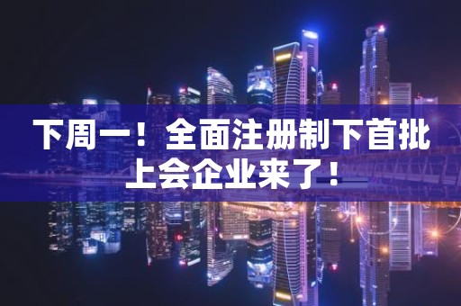 下周一！全面注册制下首批上会企业来了！