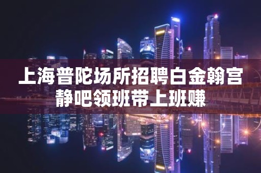 上海普陀场所招聘白金翰宫静吧领班带上班赚